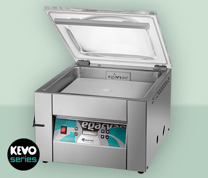 Envasadora KEVO-10S EGARVAC, ideal para pequeñas producciones con alta fiabilidad y rendimiento