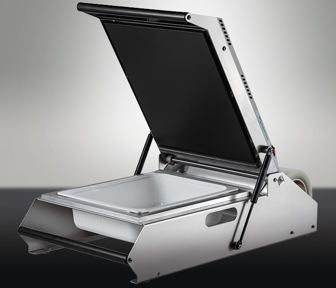 Termoselladora EGAR-290, modelo de sobremesa, para el sellado de barquetas con control digital y versatilidad en producción