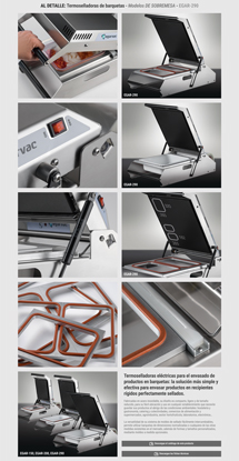 Termoselladora EGAR-290 de sobremesa, con panel digital, control de vacío y soldadura para barquetas grandes